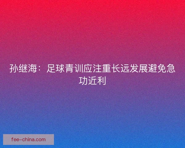 孙继海：足球青训应注重长远发展避免急功近利