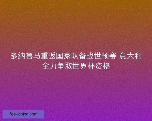 多纳鲁马重返国家队备战世预赛 意大利全力争取世界杯资格