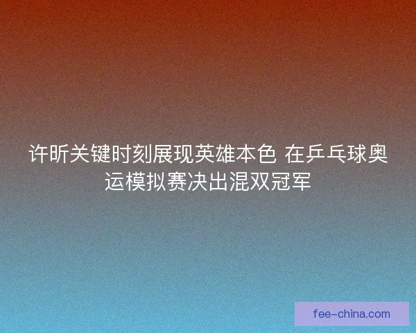 许昕关键时刻展现英雄本色 在乒乓球奥运模拟赛决出混双冠军